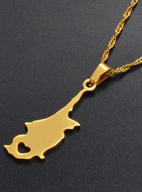 Anniyo Cyprus Country Map Pendant Necklaces Gold Color Jewe