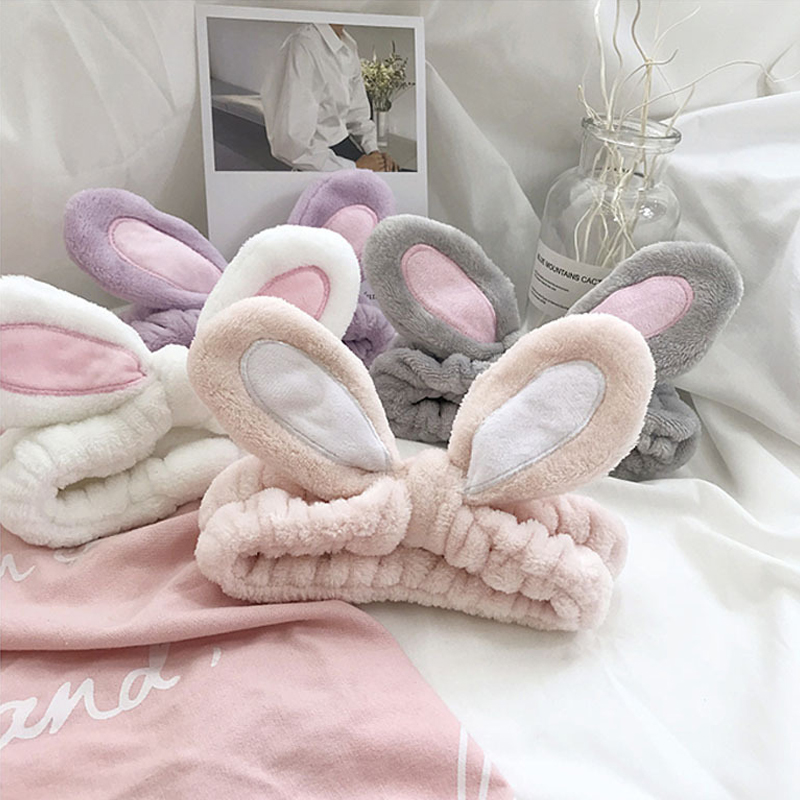 Woman Lovely Rabbit Headband Bow Elastic Hairband Wash Face