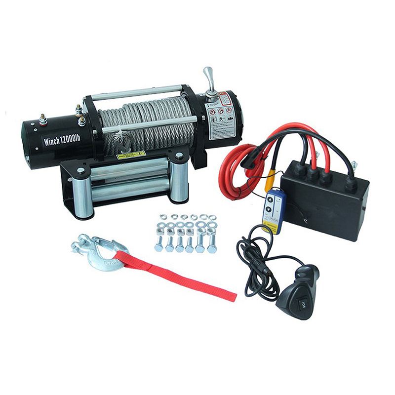 新12000磅电动绞盘12V24V钢丝绳汽车牵引脱困救援工具车载电动品