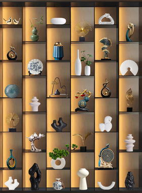 新中式摆件轻奢高档客厅酒柜家居装饰品创意电视柜办公室桌面摆设