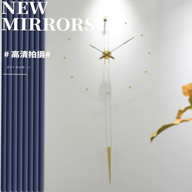 客厅简约西班牙挂钟表现代大气网红创意时尚大指针纯铜轻奢装饰钟