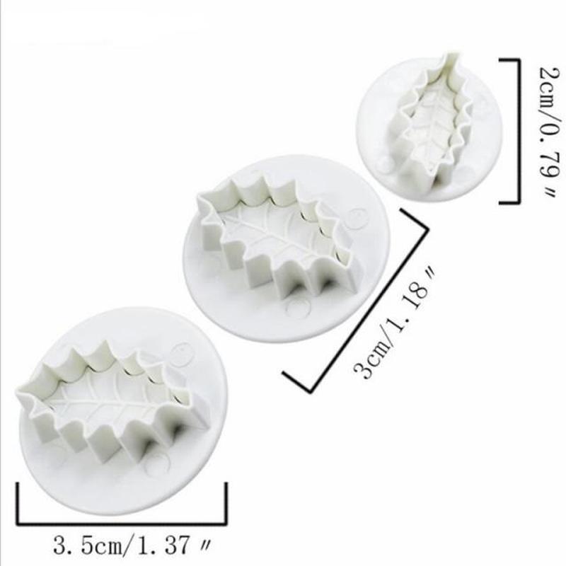 3Pcs Biscuit Cake Rose Leaf Plunger Fondant Decorating Sugar