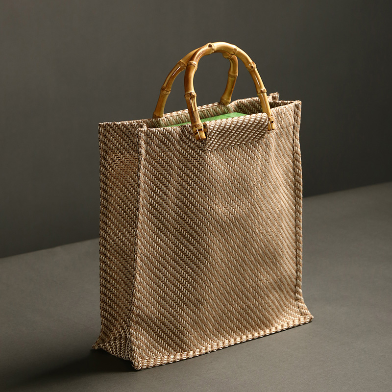 麻布手提袋竹把黄麻布手拎袋 粗麻布袋环保袋竹节原紫砂锦盒袋