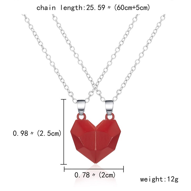 2Pcs/Lot Magnetic Couple Necklace Friendship Heart Pendant D