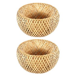 2X Bamboo Wicker Rattan Lampshade Hand-Woven Double Layer