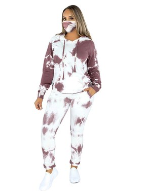 Womens 3 Piece Marble Tie Dye Sweatsuit and Hoodies Tracksu