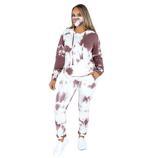 Womens 3 Piece Marble Tie Dye Sweatsuit and Hoodies Tracksu