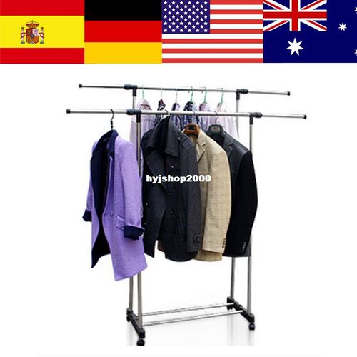 极速Adjustable Double Garment Rack DIY Clothes Rack Clothes