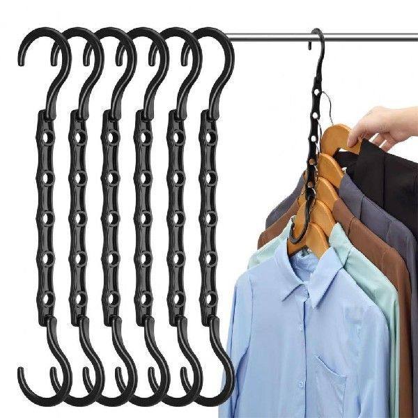 6Pcs Clothes Hanger Space-Saving 5-Hole Clothes Hook