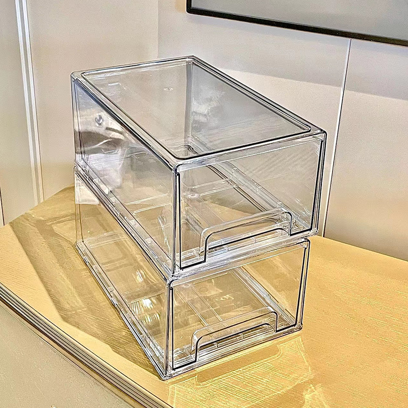 压克力面膜收纳盒带盖子化妆品收纳箱桌面抽屉式护肤品收纳筐大容