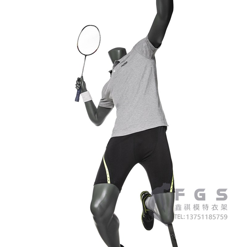 打羽毛球姿势塑料男模特道具无头跳跃扣杀假人体育用品展示人台
