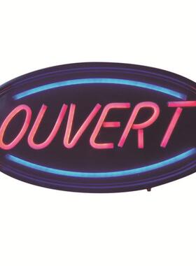 供应霓虹OUVERT法语open标识牌店门灯牌
