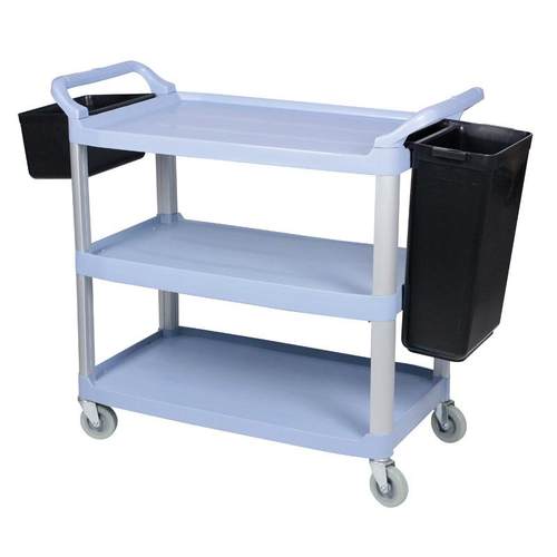 清洁三层带桶收餐车餐盘收集车餐厅推车塑料AF08161A大号
