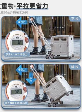 买菜小拉车车市便携折叠摆摊露营小推车拉杆车户外收纳箱