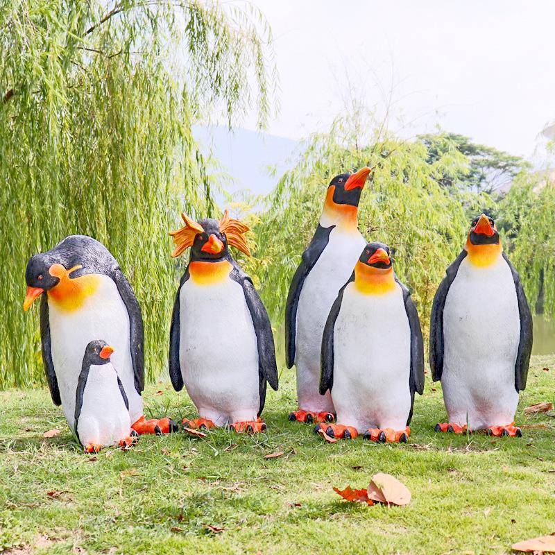户外海洋主题仿真动物雕塑园林景观花园别墅水池玻璃钢企鹅摆件