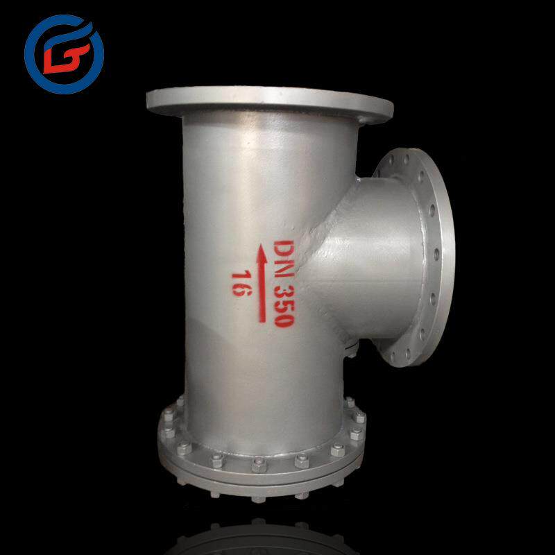 华光铸钢T型焊接过滤器SRT-16C化工管道直角法兰T型过滤器DN300
