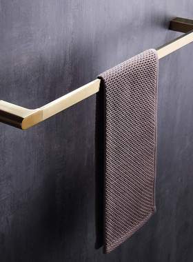 HIDEEP不锈钢拉丝金方形卫生间淋浴房单杆毛巾架25210