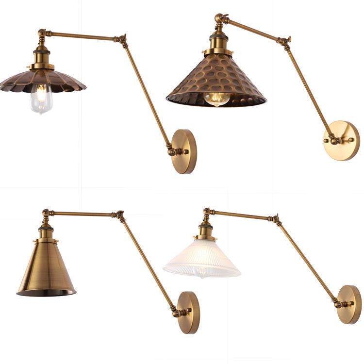 美式复古工业风床头卧室创意简约loft摇杆上下左右调节机械长壁灯