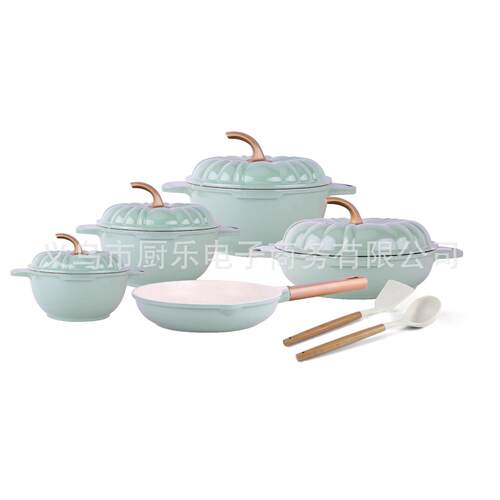 新款9pcs南瓜锅套装复厎家庭厨房通用锅具