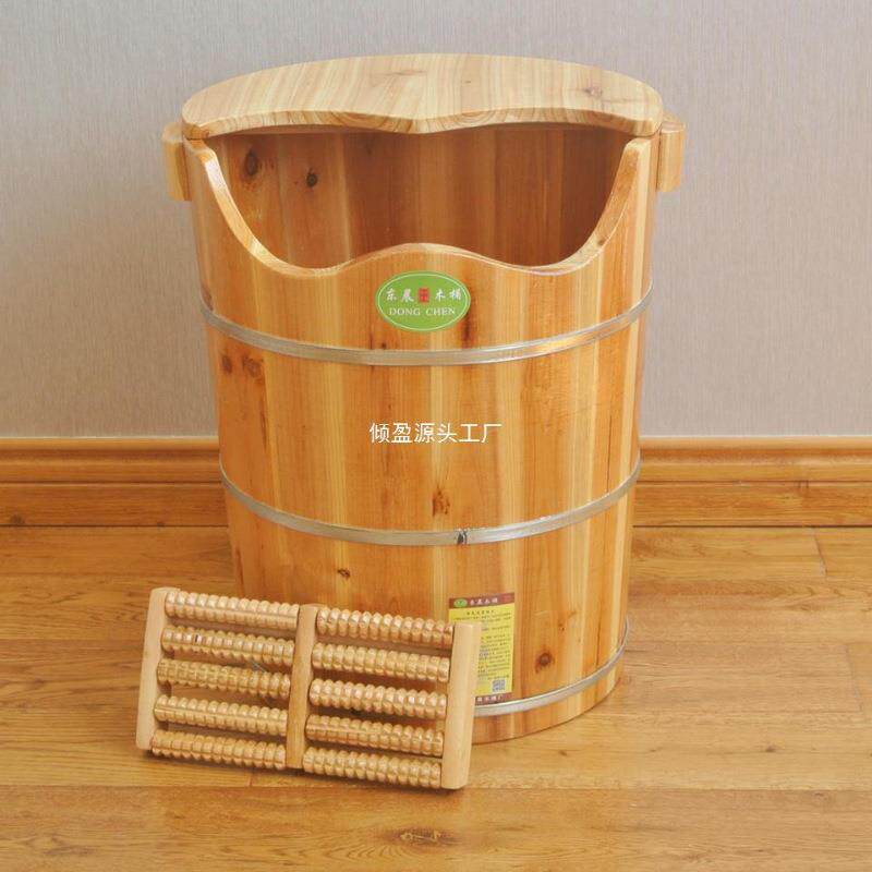 木质高45cm泡脚桶木桶洗脚桶杉木足浴桶足疗木桶足浴盆实木高深桶