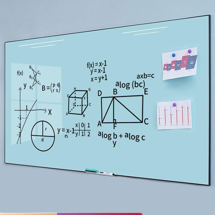 边框磁性钢化玻璃白板磁铁吸粘书写挂式写字板大黑板教学培训家用