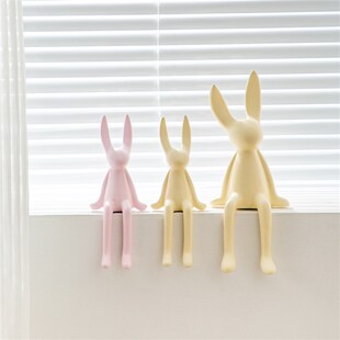 饰 马卡龙创意卡通坐姿长耳兔摆件高档轻奢客厅电视柜酒W柜玄关装