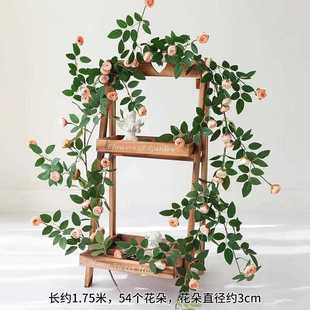 饰 仿真蔷薇玫瑰花藤假花藤条藤蔓塑料花吊顶空调水管道遮挡阳台装