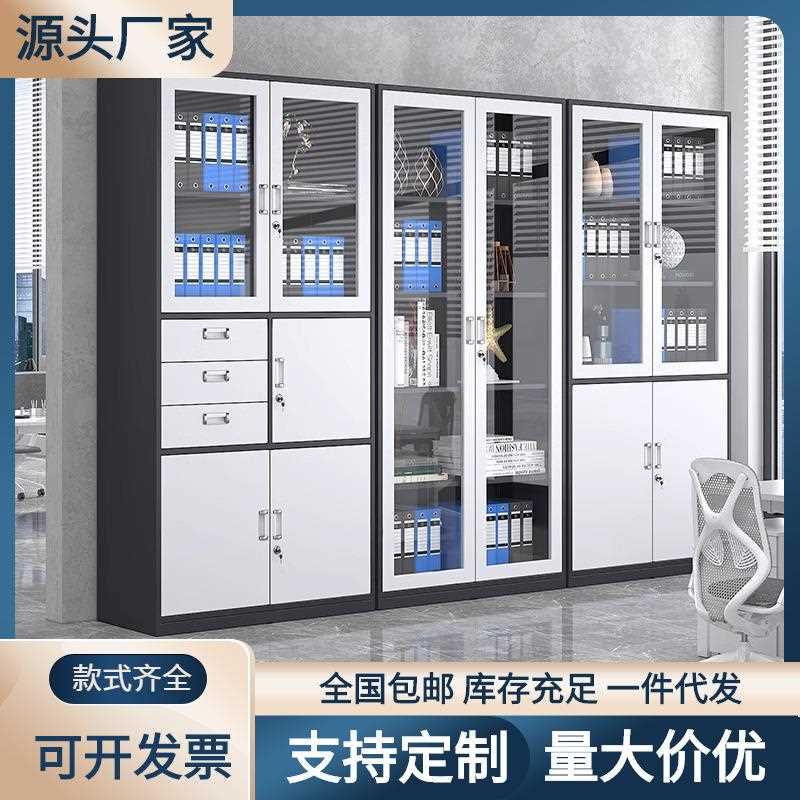 拆装套色铁皮窄边文件柜资料柜办公室财务收纳柜玻璃带锁储物柜子