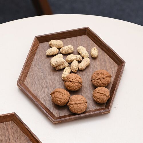黑胡桃木托盘长方形盘子餐具水z果点心酒店方形茶盘木质餐盘圆木