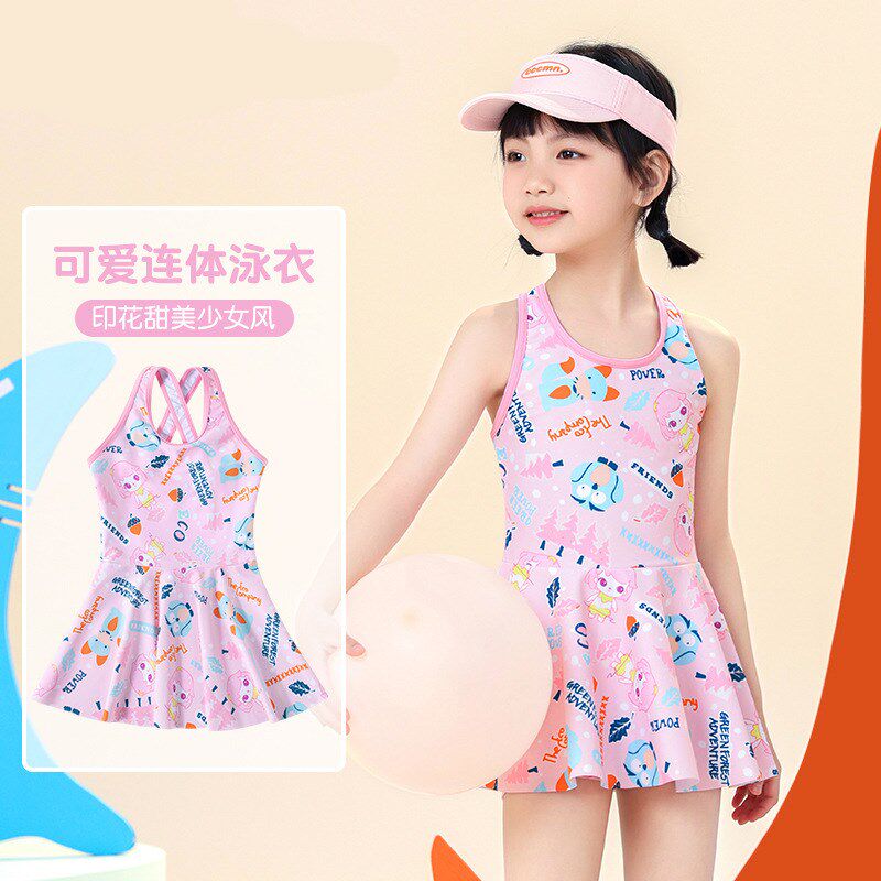 2024新c款女童连体泳衣卡通儿童游泳裙套装小中童泳裤儿童泳衣女