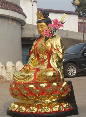 好货树脂佛像玻璃钢 鎏金彩绘1米6大势子 坐莲花大势子菩萨 寺庙