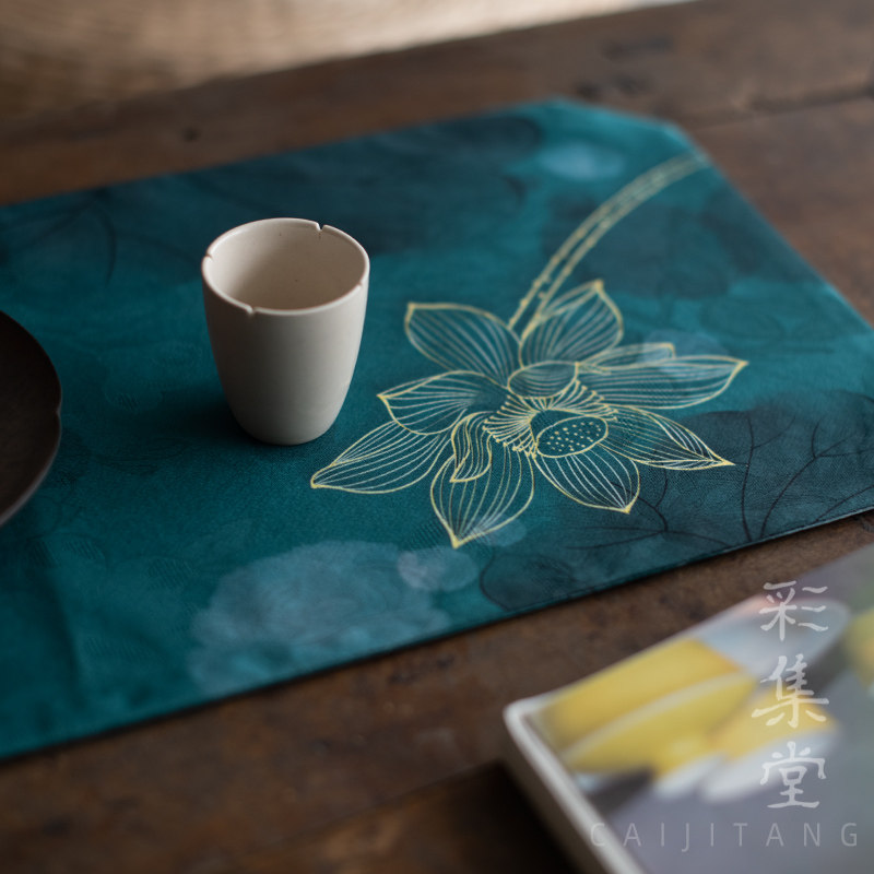 极速彩集堂 双面韵彩云纱绸布干泡小茶席 中式复古茶桌布垫茶艺一