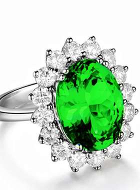 Open luxury royal concubine emerald diamond ring zirconium i