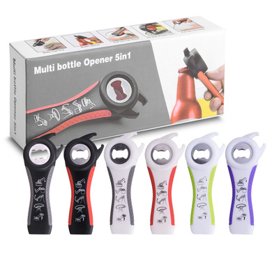 Multifunctional plastic five in one bottle opener can opene
