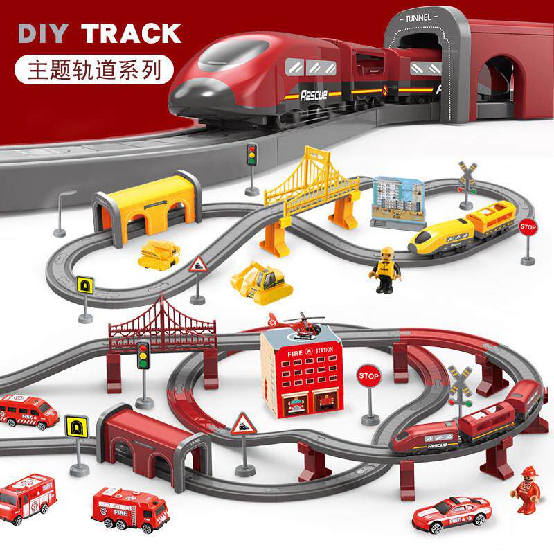 DIY RAIL CAR KIDS TOYS EDUCATIONAL BUILDING BLOCKS TRACK MAGNETIC TRAIN THEME SET