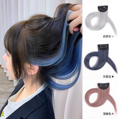 新品挂耳染假发片女挑染接发长发一片式仿真全真发彩色发片短发假