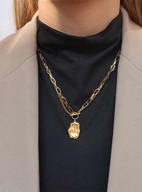 Cold wind fashionable temperament double metal titanium stee