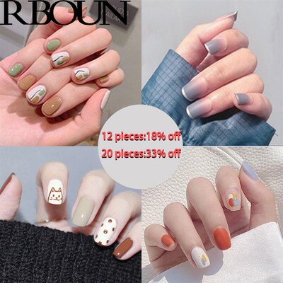 好货Fake Nails Art Nail Tips Press on False with Designs Set