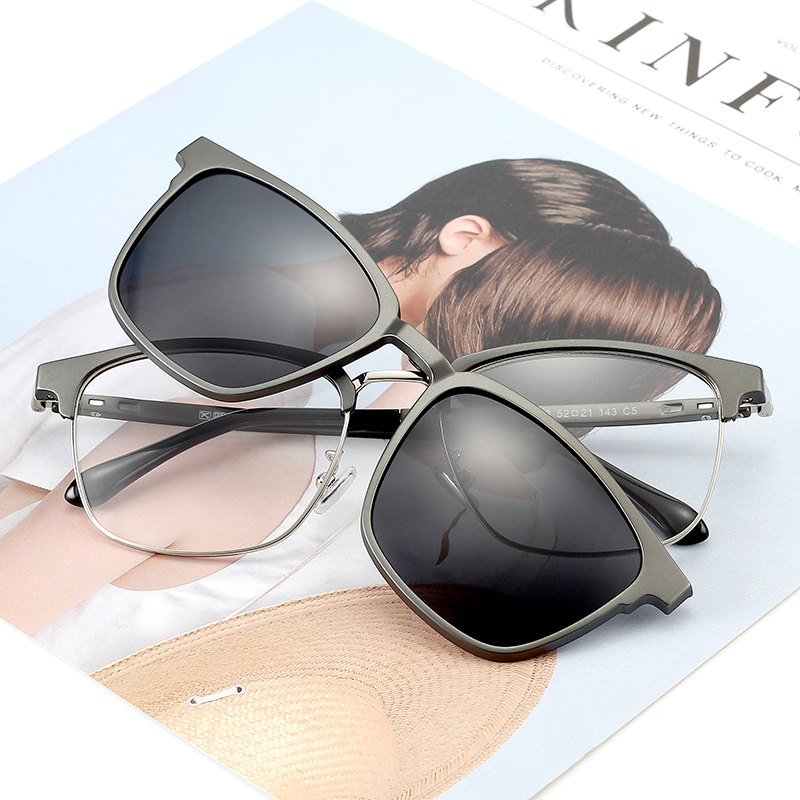 偏光磁吸套镜男款半框近视太阳镜磁铁吸附墨镜眼镜框驾驶钓鱼眼镜