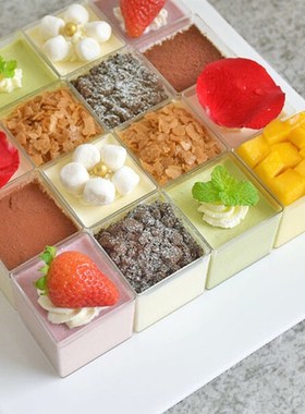 10pc Transparent Plastic Mousse Cup Dessert Cup Square Conta