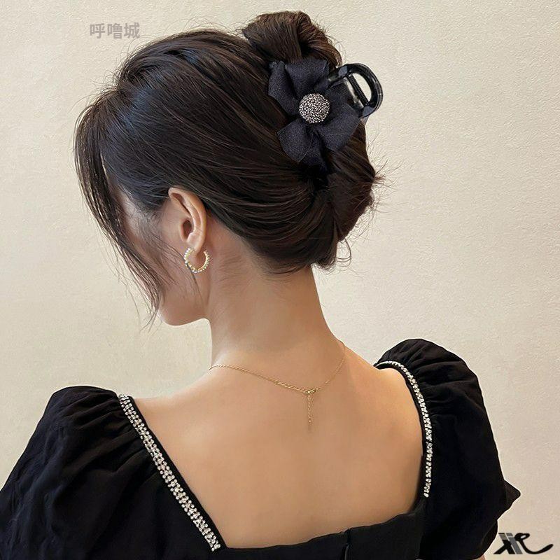 八字蝴蝶结抓夹女后脑勺发量少鲨鱼夹级感2023刘海发夹端头饰