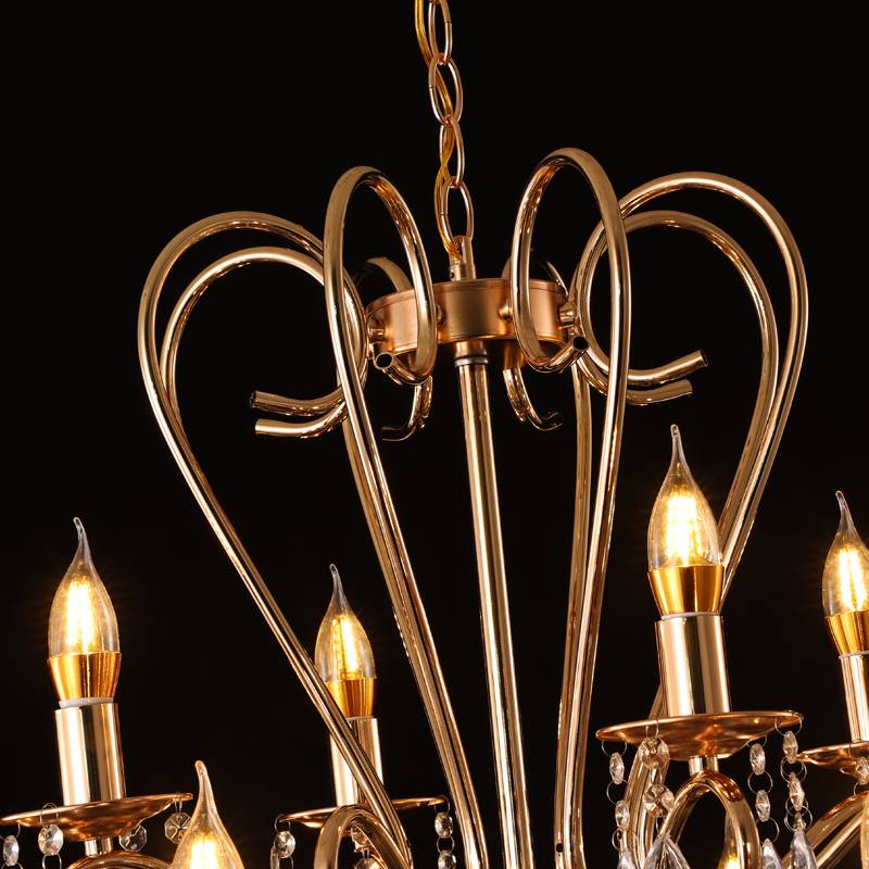 新款婚礼堂欧式电镀铁艺水晶挂灯装饰吸顶灯饰婚庆珠帘吊灯