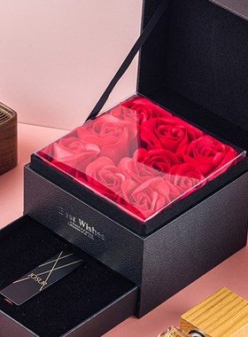 fake rose giftbox  girl women lipstick packaing box case