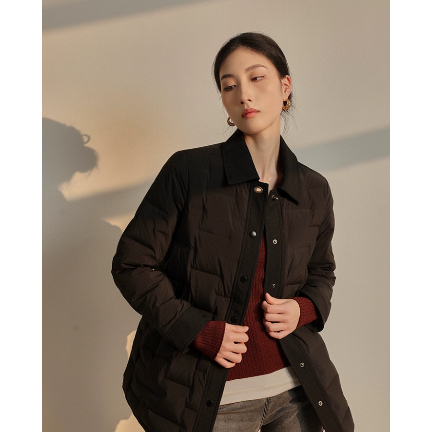 2025秋冬新款中长款外套百搭加棉加厚棉服外套QD82511