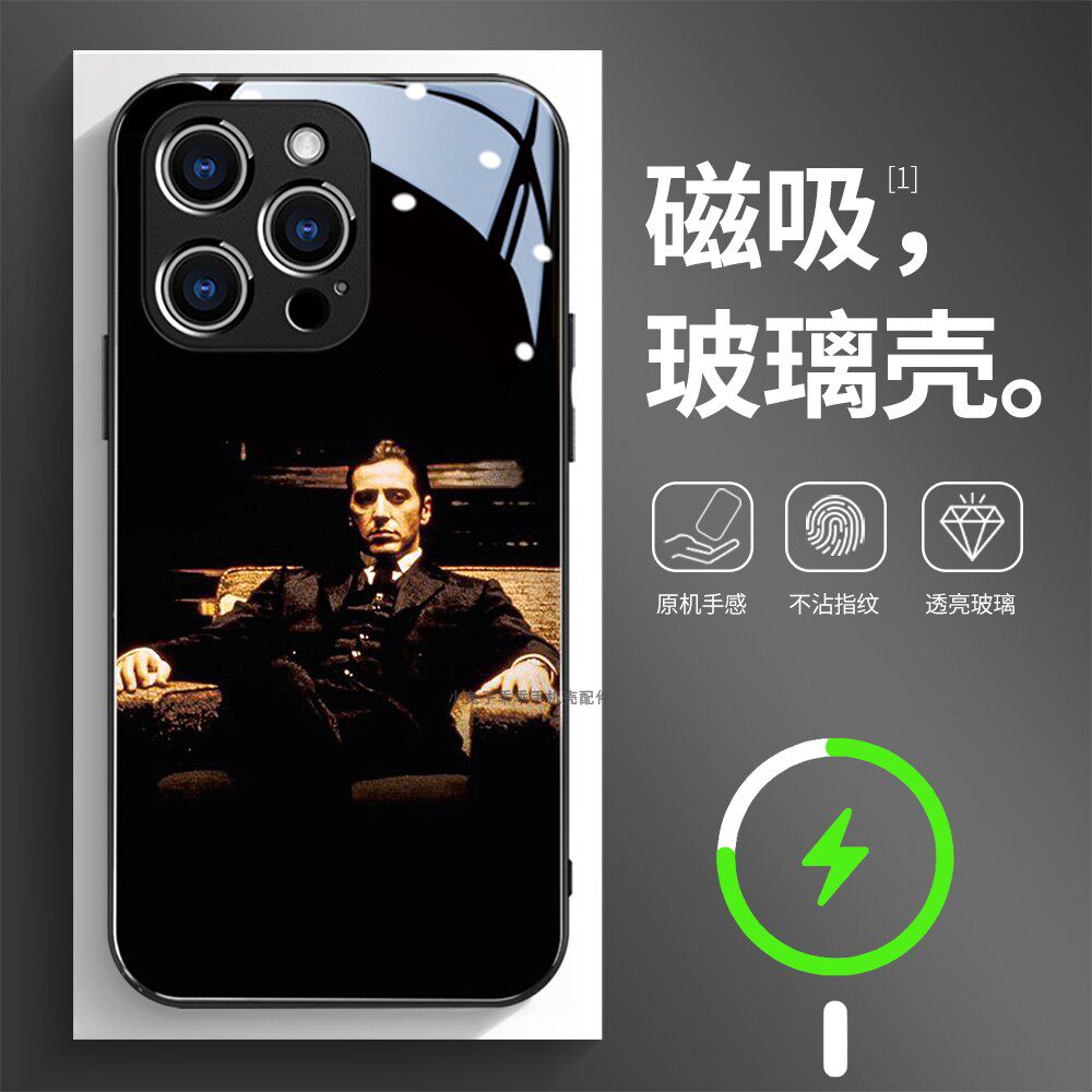 磁吸玻璃手机壳适用苹果17iPhone16plus14Pro15Max13Pro12 11 教父电影GOD FATHER1
