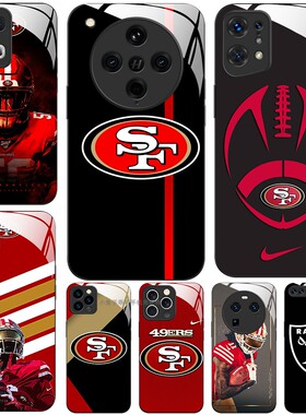 玻璃手机壳适用OPPO FINDX8 PRO X7X6X5X3RENO13RPO12 11K12K11K10  旧金山49人突袭者橄榄球