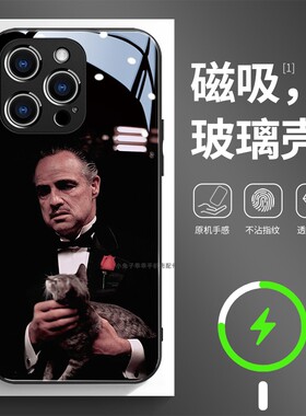 磁吸玻璃手机壳适用苹果17iPhone16plus14Pro15Max13Pro12 11 教父电影GOD FATHER2