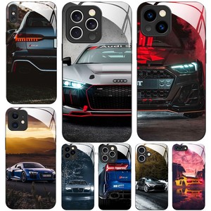 玻璃手机壳适用苹果iPhone 17 16 15 14 Pro Max 13 Pro XS XR X 12 11 奥迪A6 A4 RS6 RS8