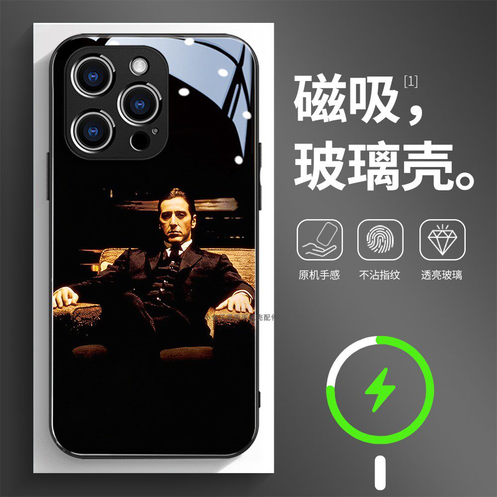 磁吸玻璃手机壳适用苹果17iPhone16plus14Pro15Max13Pro12 11 教父god father电影