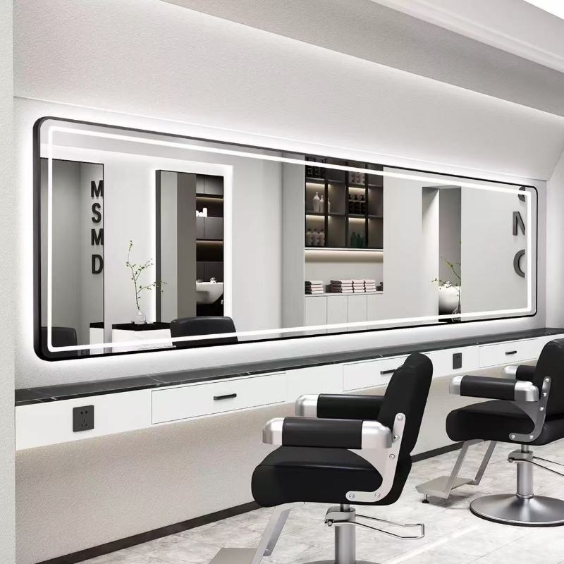 网红理发店镜子发廊专用理发镜染烫镜台面美发店镜横挂一体大通镜